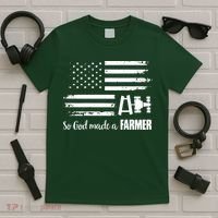American Flag Tractor So God Made A Farmer T T-Shirt thumb 5