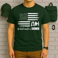 American Flag Tractor So God Made A Farmer T T-Shirt thumb 6