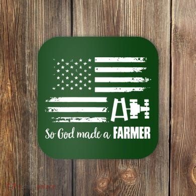 American Flag Tractor So God Made A Farmer T Coaster