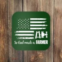 American Flag Tractor So God Made A Farmer T Coaster thumb 0