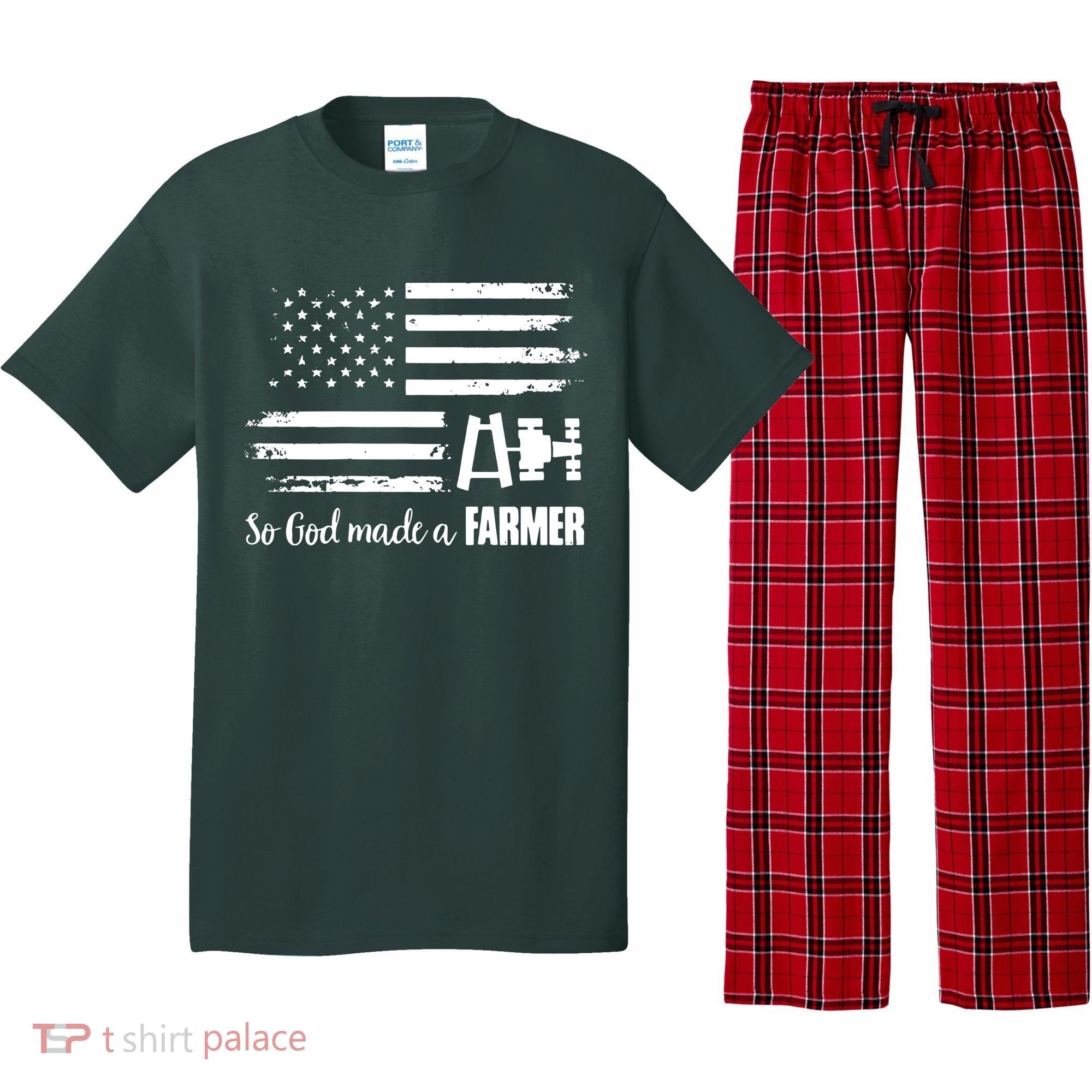 American Flag Tractor So God Made A Farmer T Pajama Set