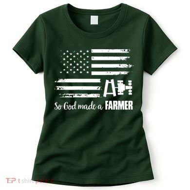 American Flag Tractor So God Made A Farmer T Women's T-Shirt