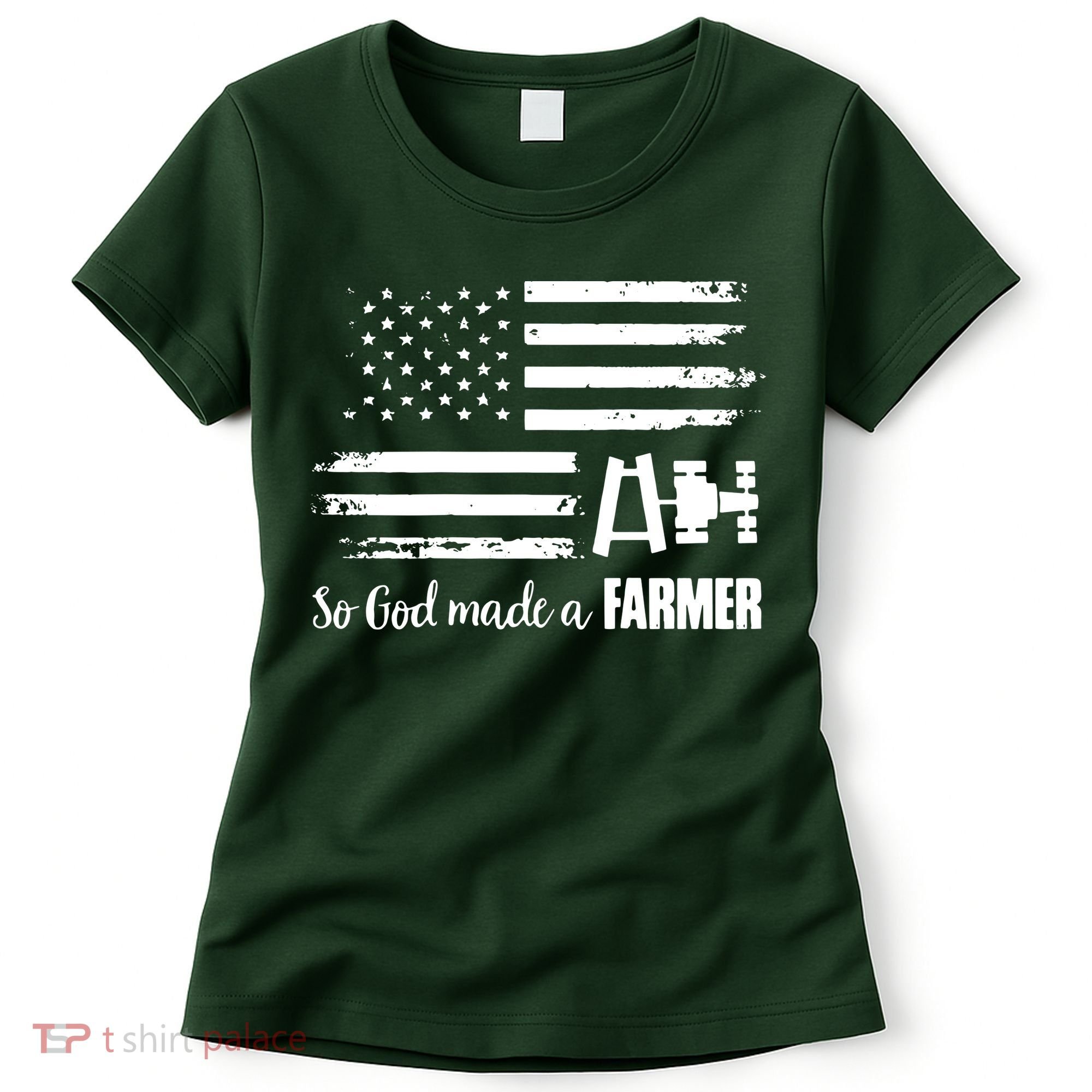 American Flag Tractor So God Made A Farmer T Women's T-Shirt