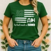 American Flag Tractor So God Made A Farmer T Women's T-Shirt thumb 2