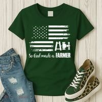 American Flag Tractor So God Made A Farmer T Women's T-Shirt thumb 3
