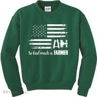 American Flag Tractor So God Made A Farmer T Kids Sweatshirt thumb 0