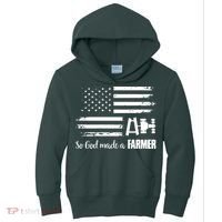 American Flag Tractor So God Made A Farmer T Kids Hoodie thumb 0