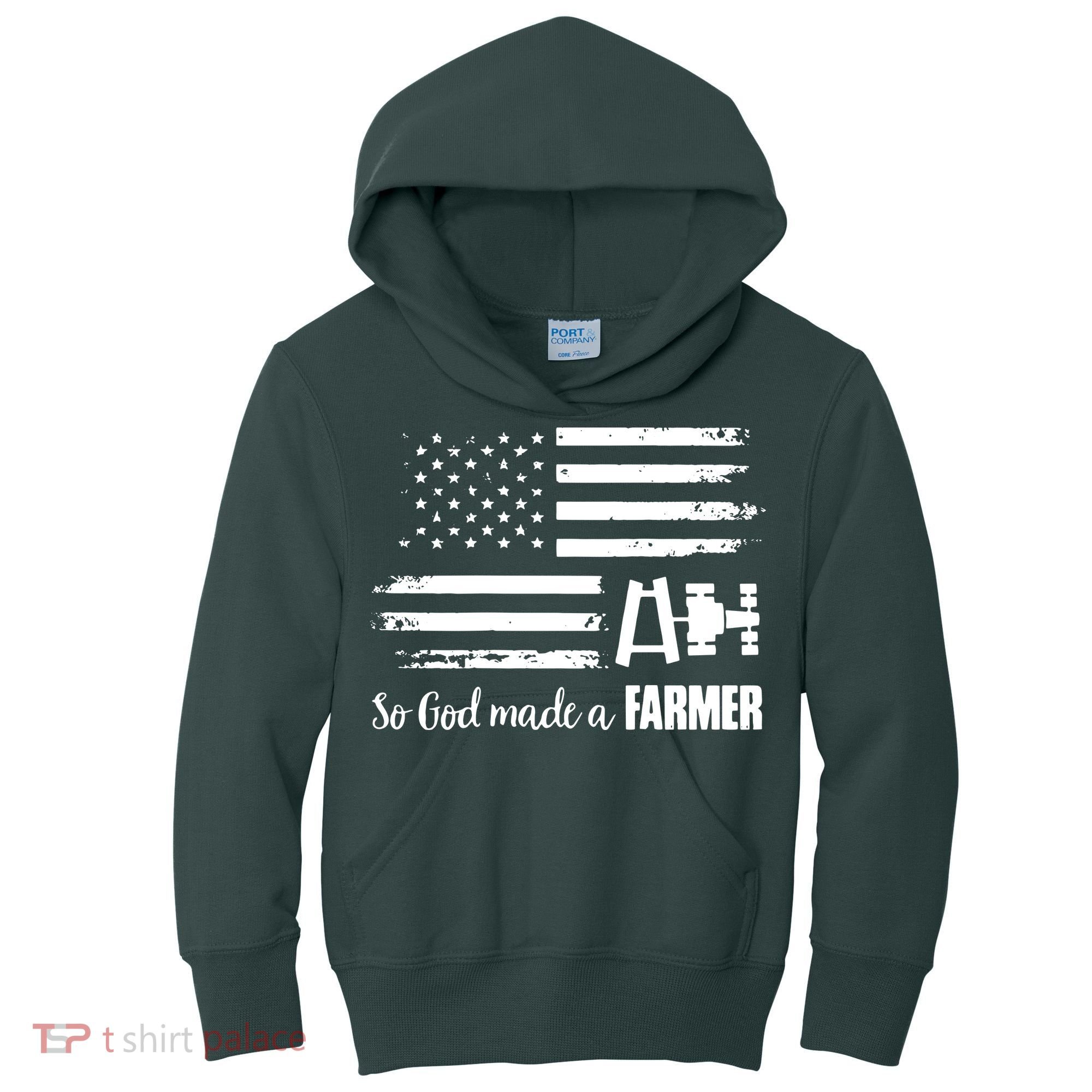 American Flag Tractor So God Made A Farmer T Kids Hoodie