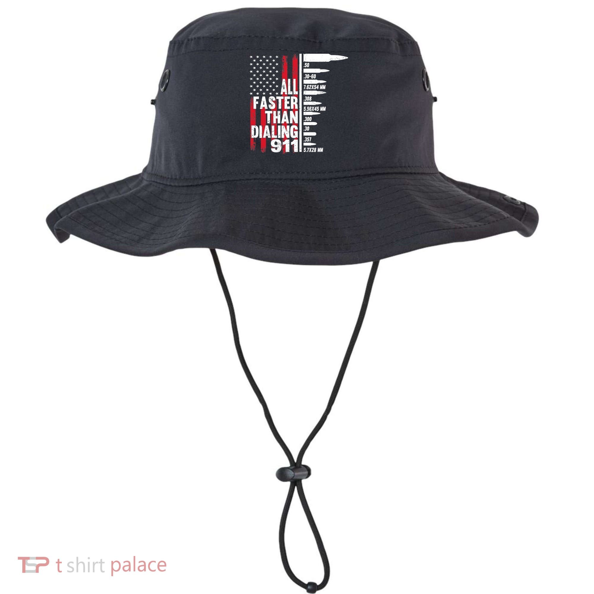 All Faster Than Dialing 911 American Flag Gun Lover Bucket Hat