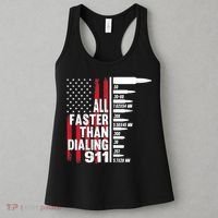 All Faster Than Dialing 911 American Flag Gun Lover Women's Tank Top thumb 3