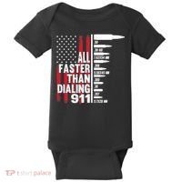 All Faster Than Dialing 911 American Flag Gun Lover Baby Bodysuit thumb 0