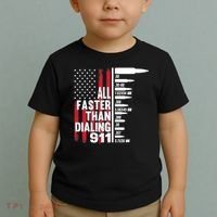All Faster Than Dialing 911 American Flag Gun Lover Toddler T-Shirt thumb 2