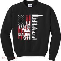 All Faster Than Dialing 911 American Flag Gun Lover Kids Sweatshirt thumb 0