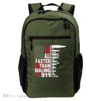 All Faster Than Dialing 911 American Flag Gun Lover Backpack thumb 0