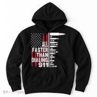All Faster Than Dialing 911 American Flag Gun Lover Hoodie thumb 0