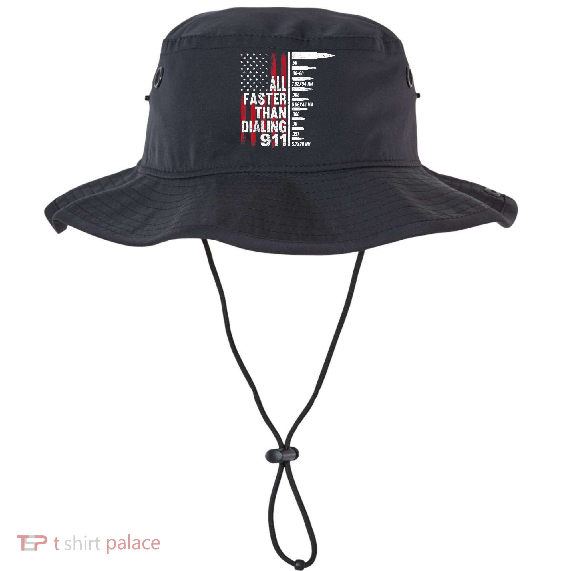 All Faster Than Dialing 911 American Flag Gun Lover Bucket Hat