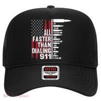 All Faster Than Dialing 911 American Flag Gun Lover Hat thumb 0