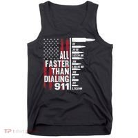 All Faster Than Dialing 911 American Flag Gun Lover Tank Top thumb 0