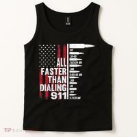 All Faster Than Dialing 911 American Flag Gun Lover Tank Top thumb 2