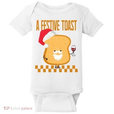 A Festive Toast Funny Christmas Baby Bodysuit