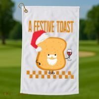 A Festive Toast Funny Christmas Golf Towel thumb 1