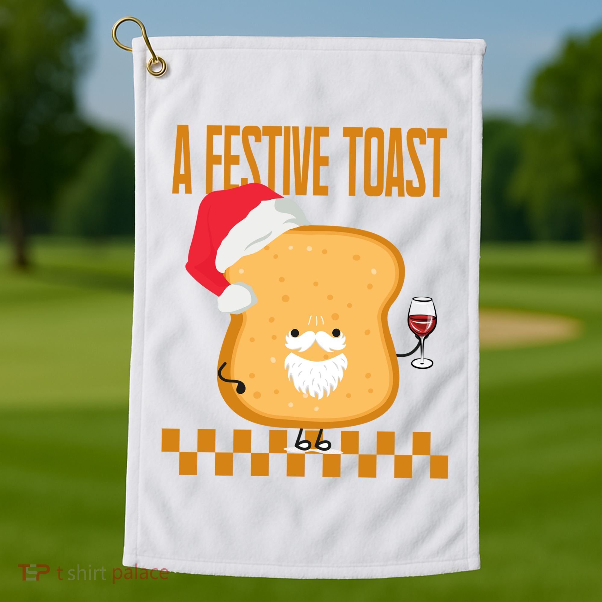 A Festive Toast Funny Christmas Golf Towel