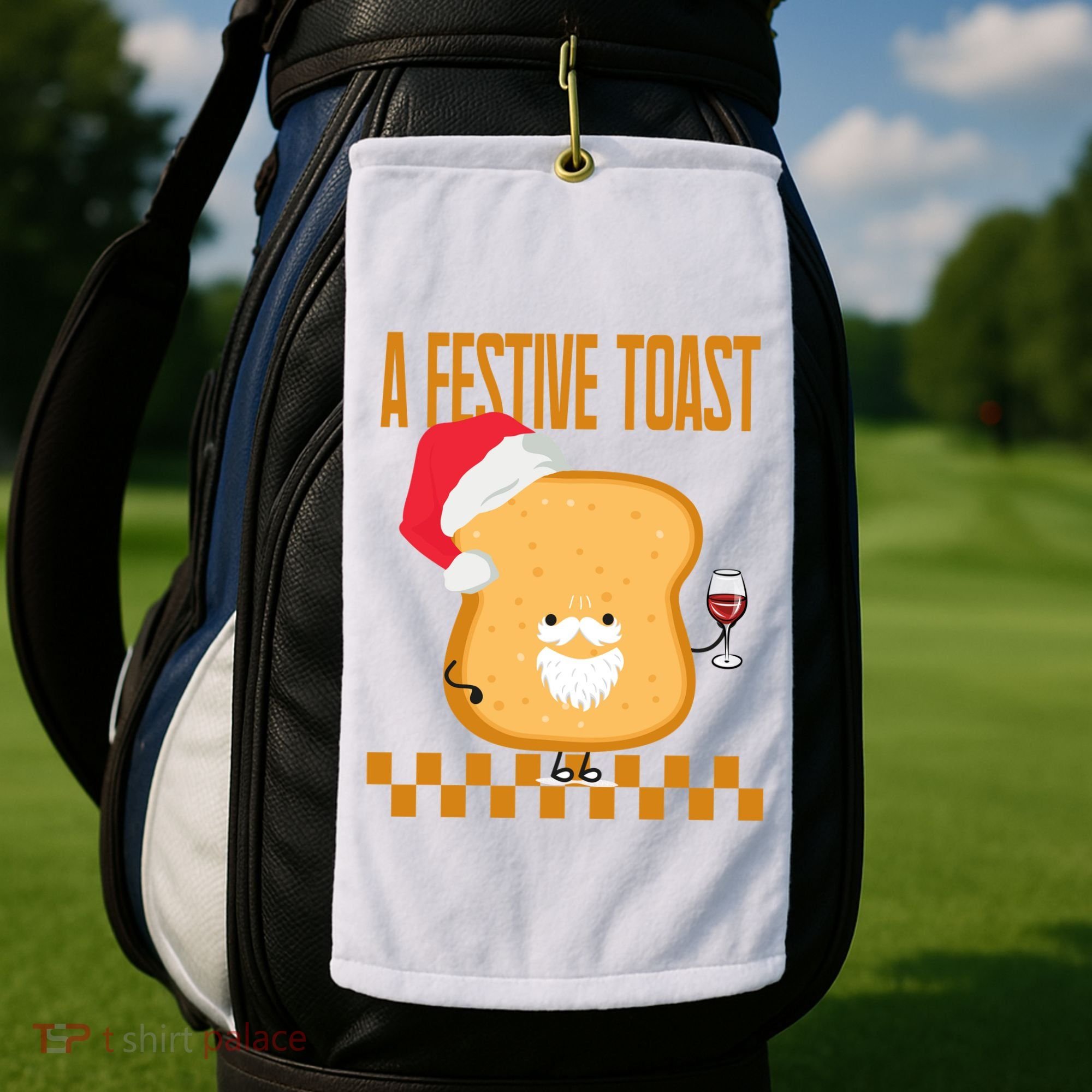 A Festive Toast Funny Christmas Golf Towel