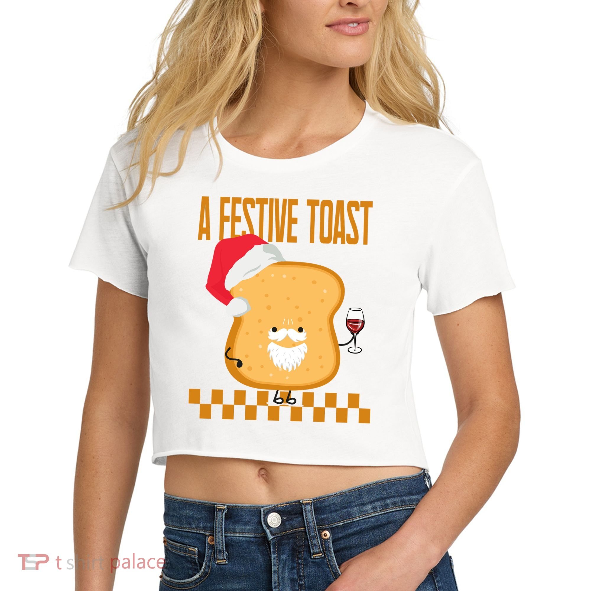 A Festive Toast Funny Christmas Women's Crop Top Tee