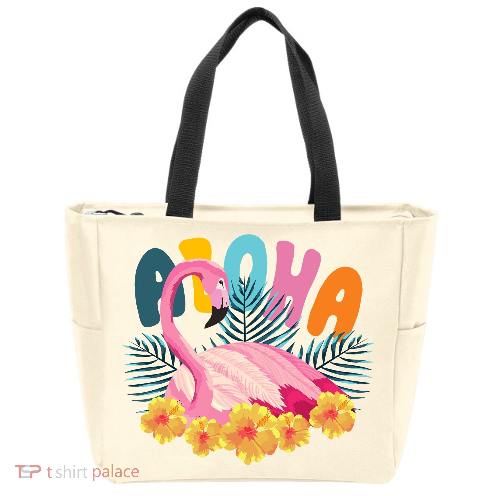 Aloha Flamingo Tropical Tote Bag