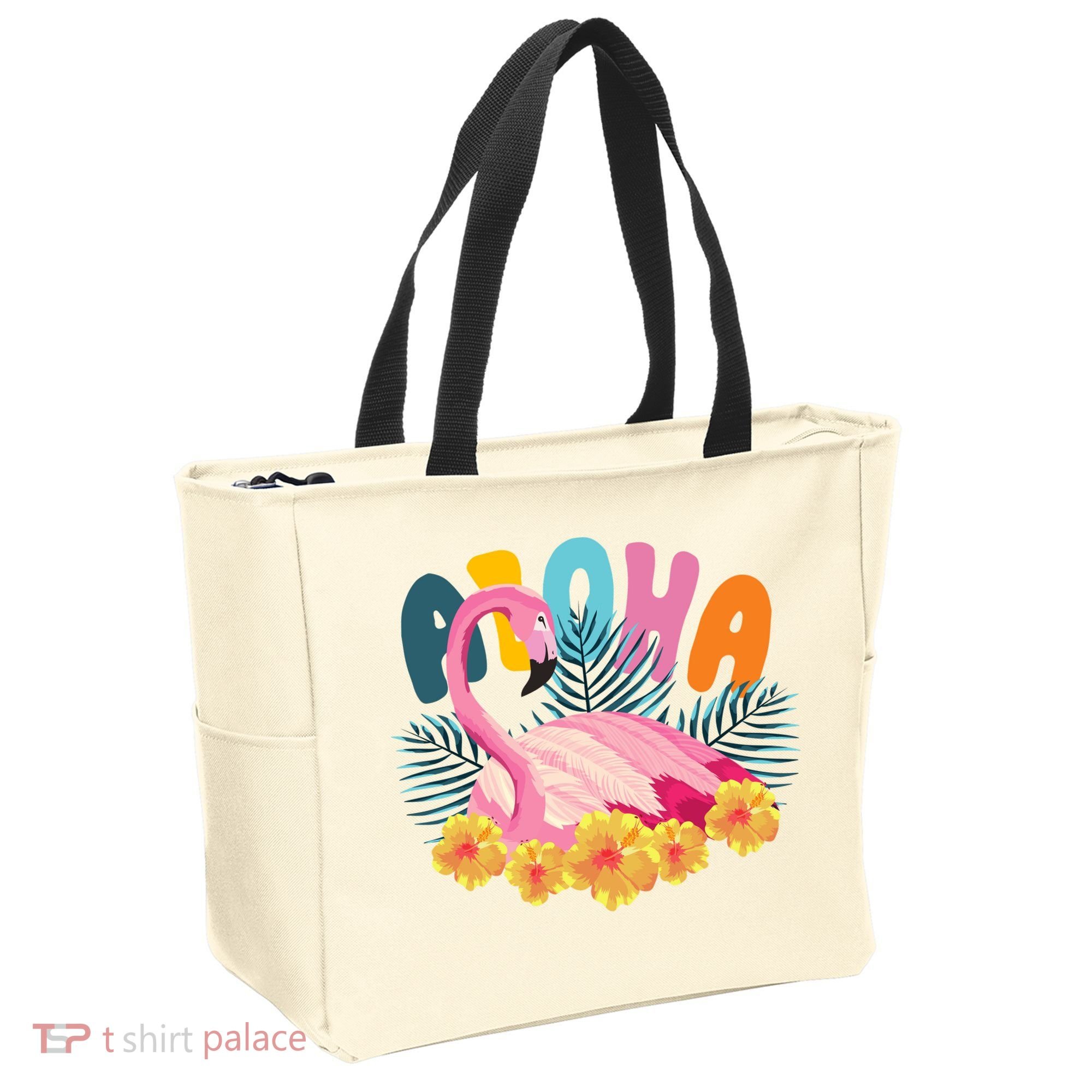Aloha Flamingo Tropical Tote Bag