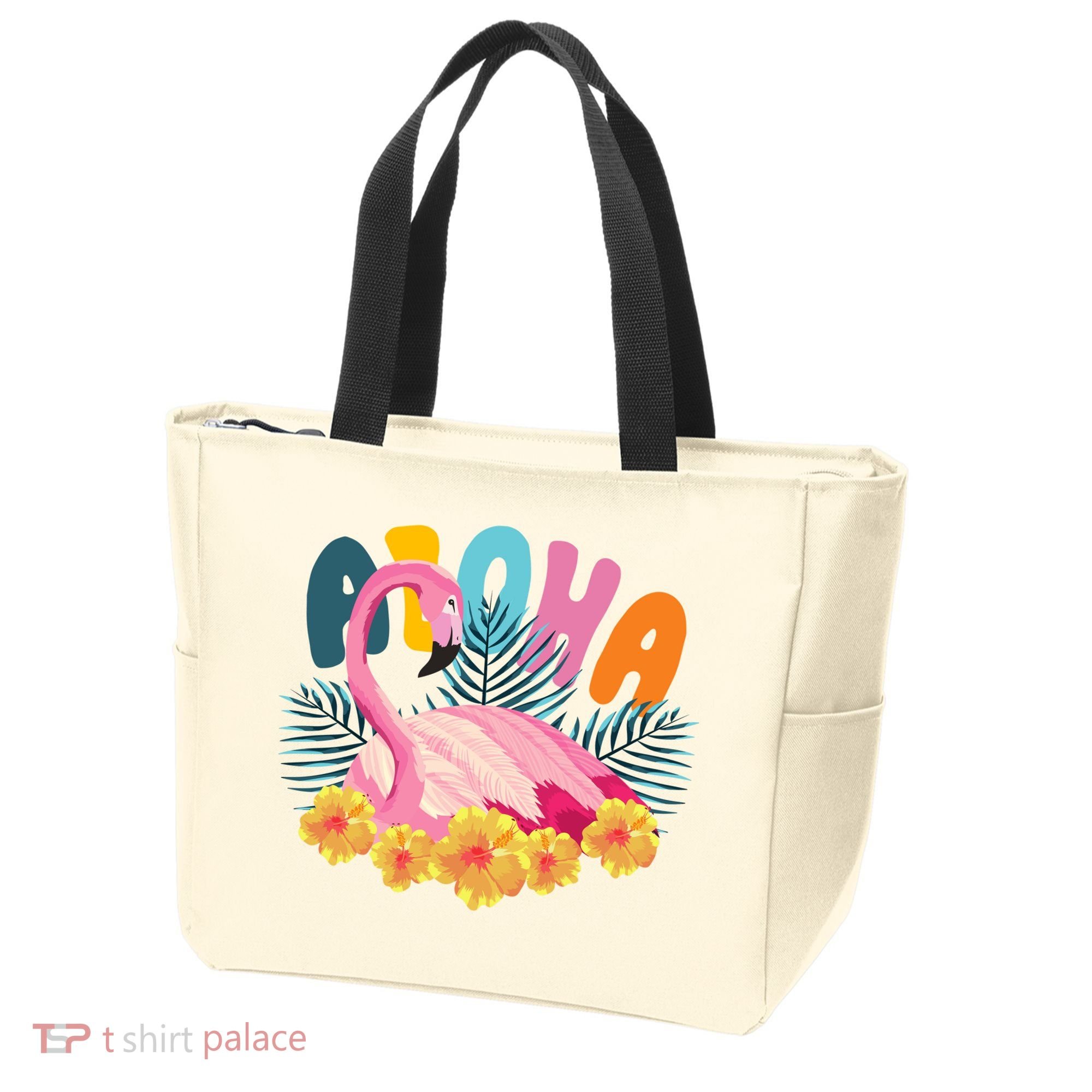 Aloha Flamingo Tropical Tote Bag