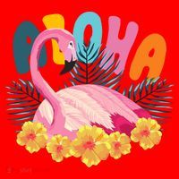 Aloha Flamingo Tropical Santa Hat thumb 1