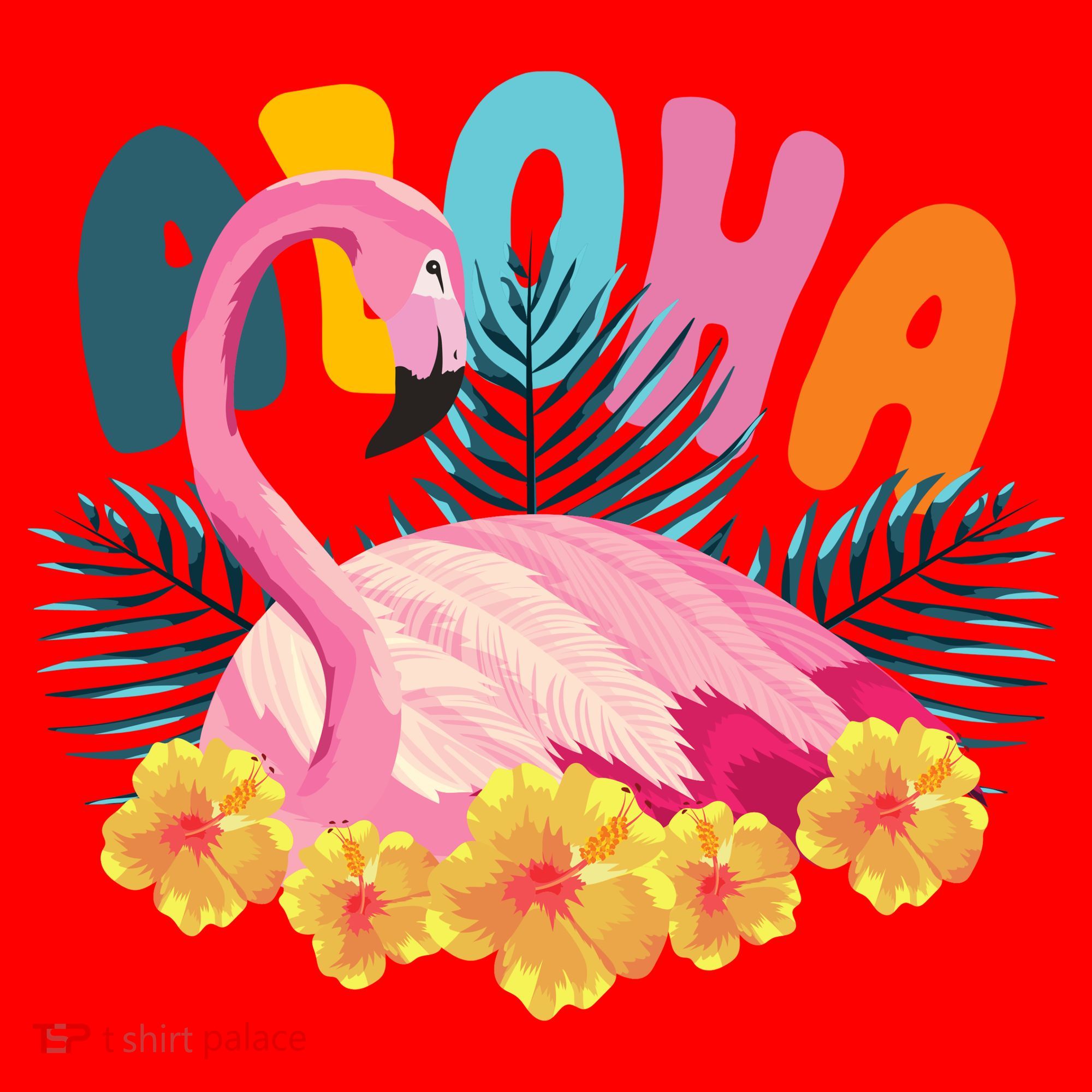 Aloha Flamingo Tropical Santa Hat