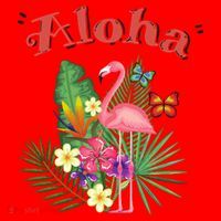 Aloha Flamingo Tropical Santa Hat thumb 1