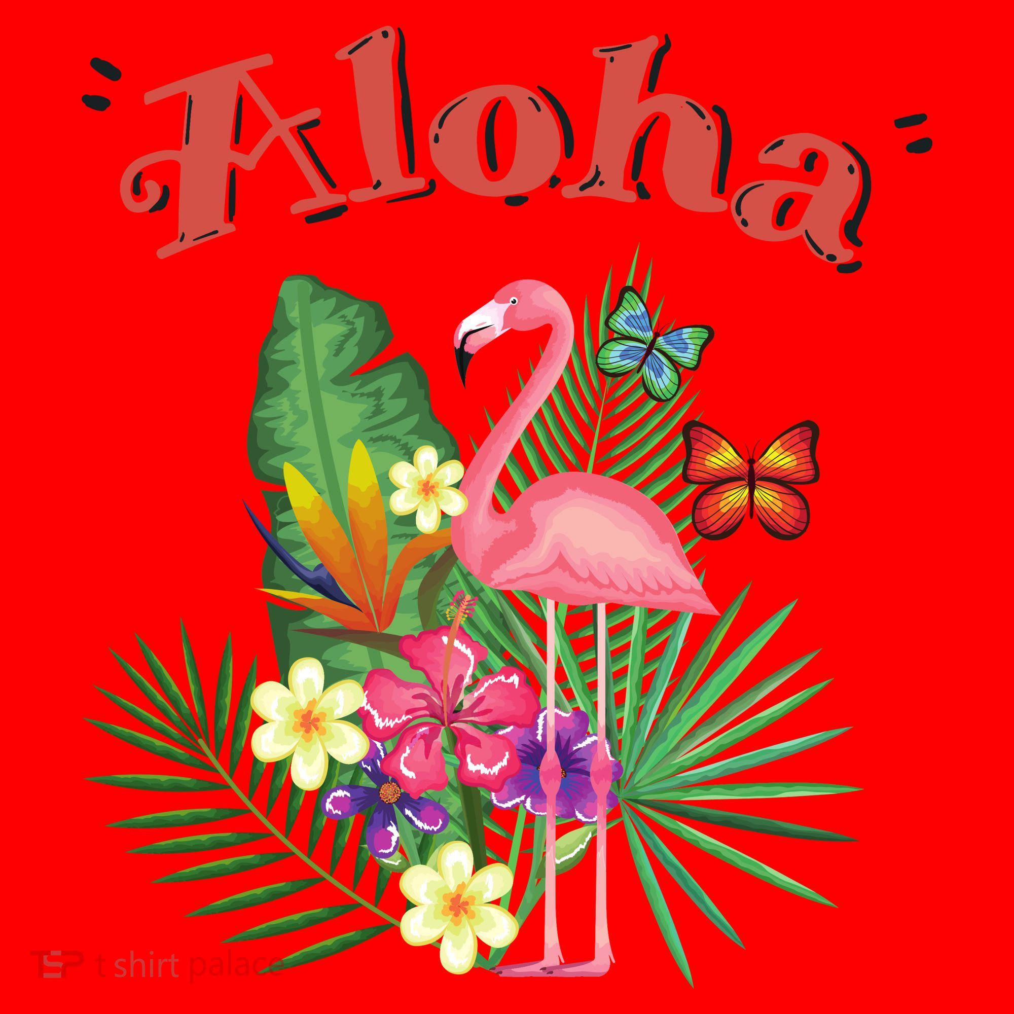 Aloha Flamingo Tropical Santa Hat