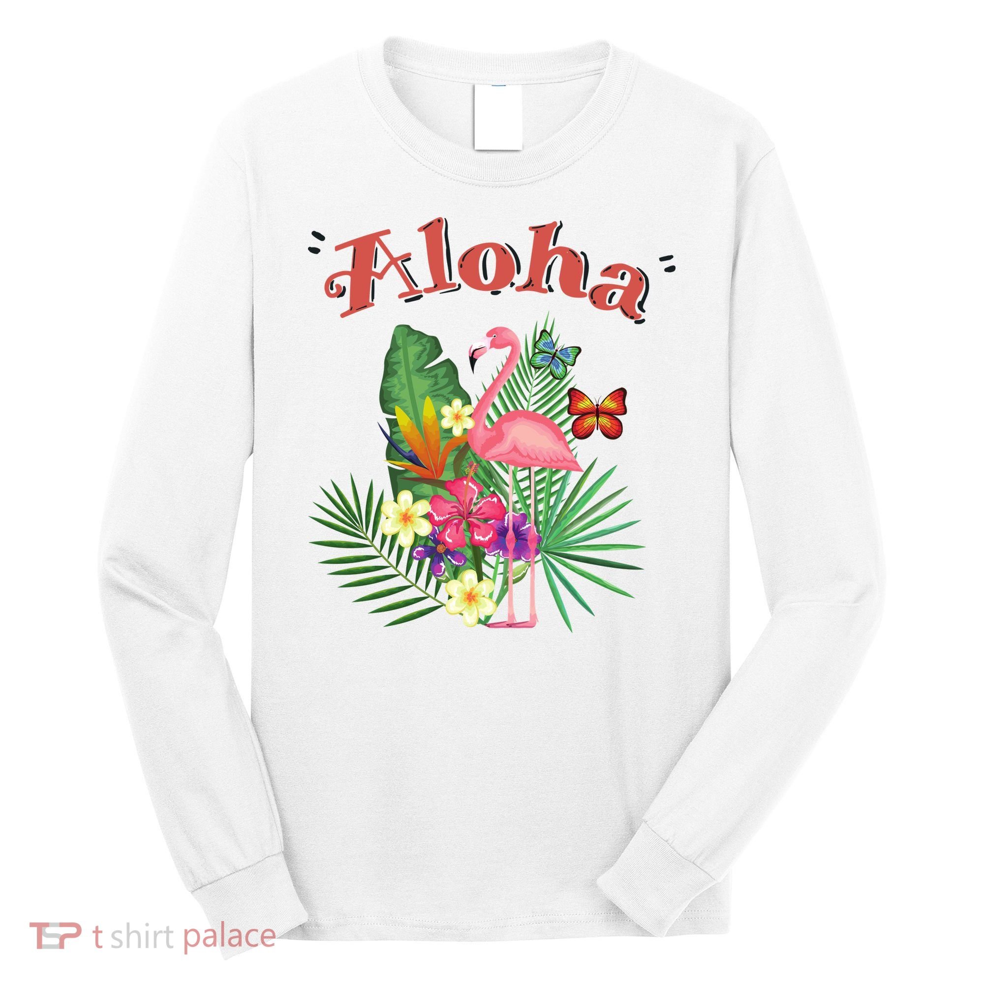 Aloha Flamingo Tropical Long Sleeve Shirt