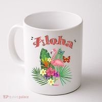 Aloha Flamingo Tropical Coffee Mug thumb 0