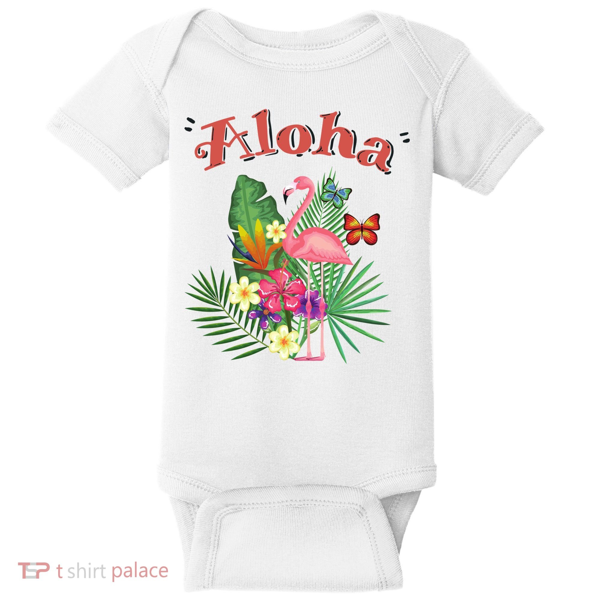 Aloha Flamingo Tropical Baby Bodysuit