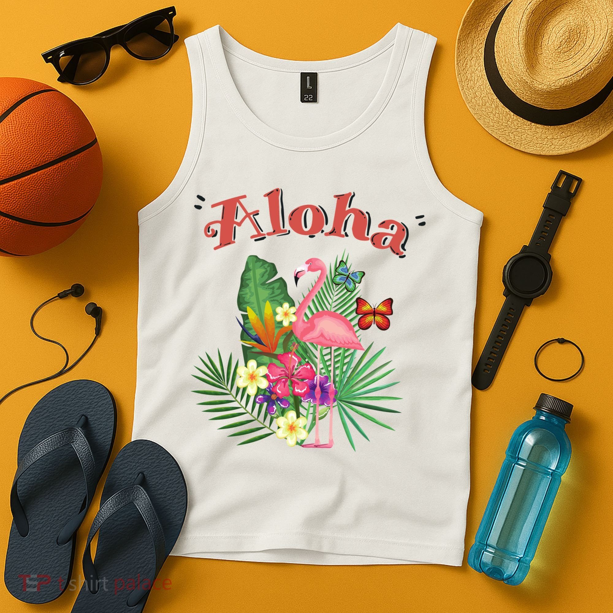 Aloha Flamingo Tropical Tank Top