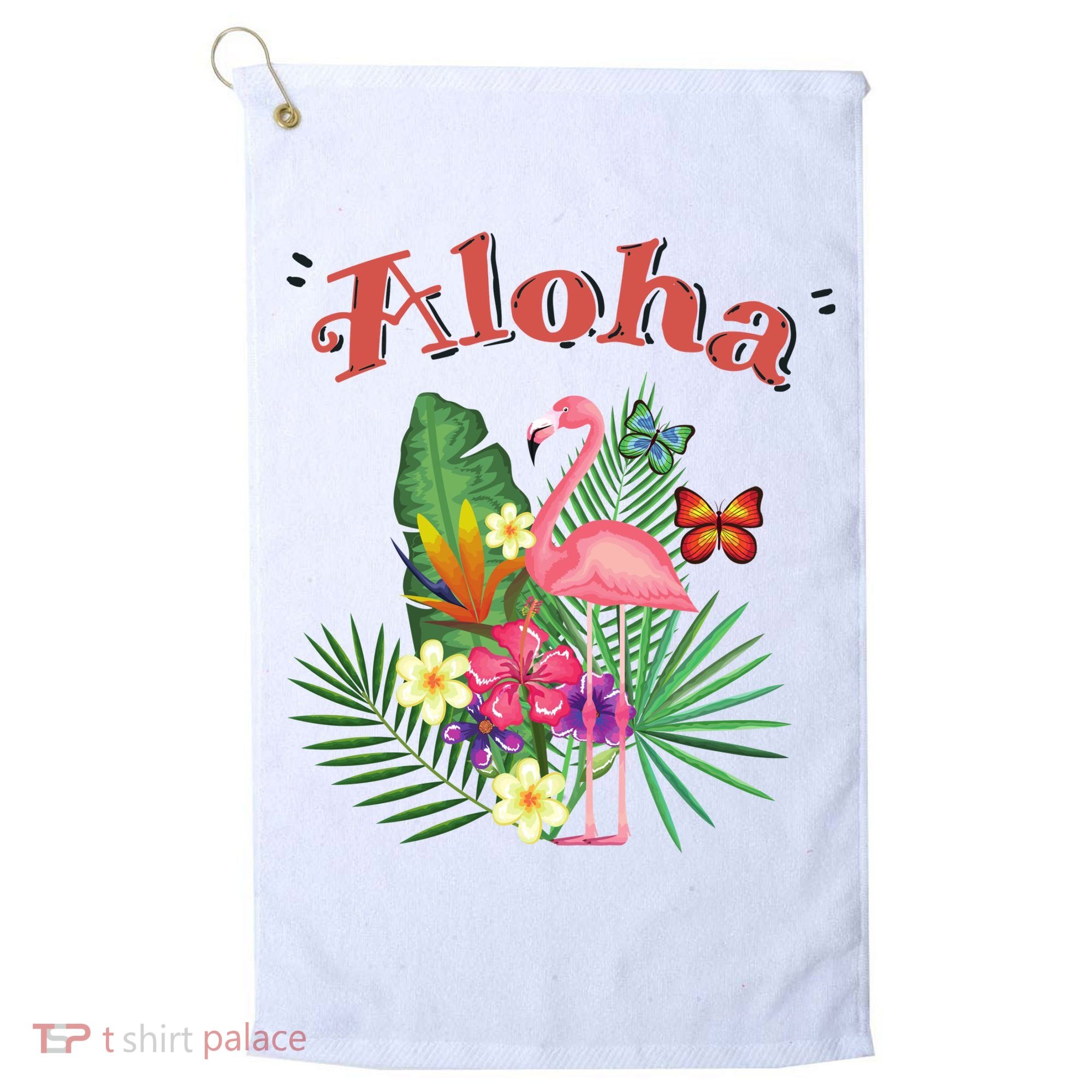 Aloha Flamingo Tropical Golf Towel