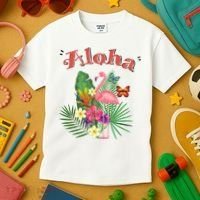 Aloha Flamingo Tropical Kids T-Shirt thumb 3