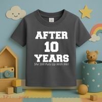 After 10 Years She Still Puts Up With Me! Anniversary Toddler T-Shirt thumb 3