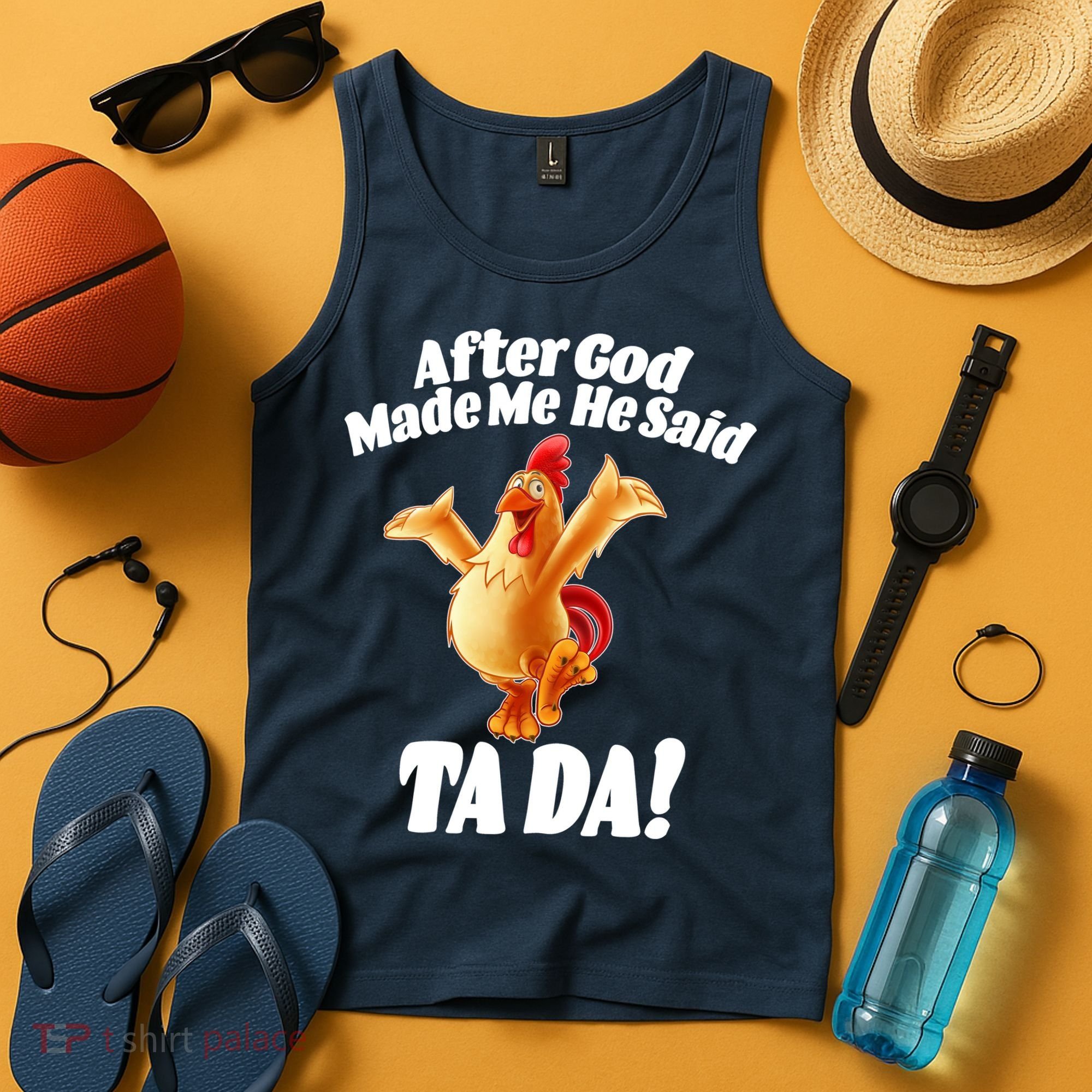 After God Made Me He Said Ta-da Funny Chicken Tank Top