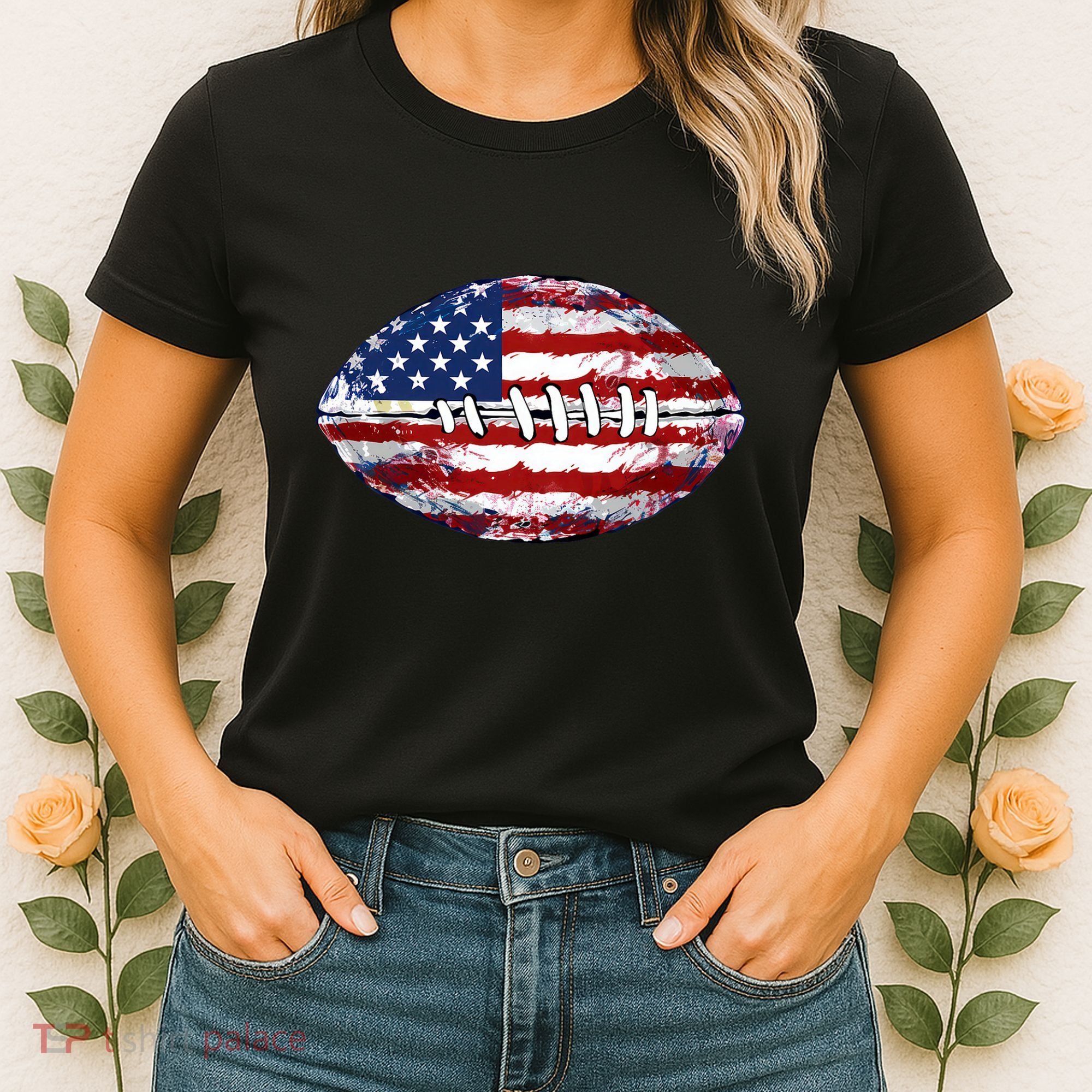 American Football Usa Flag Women's T-Shirt