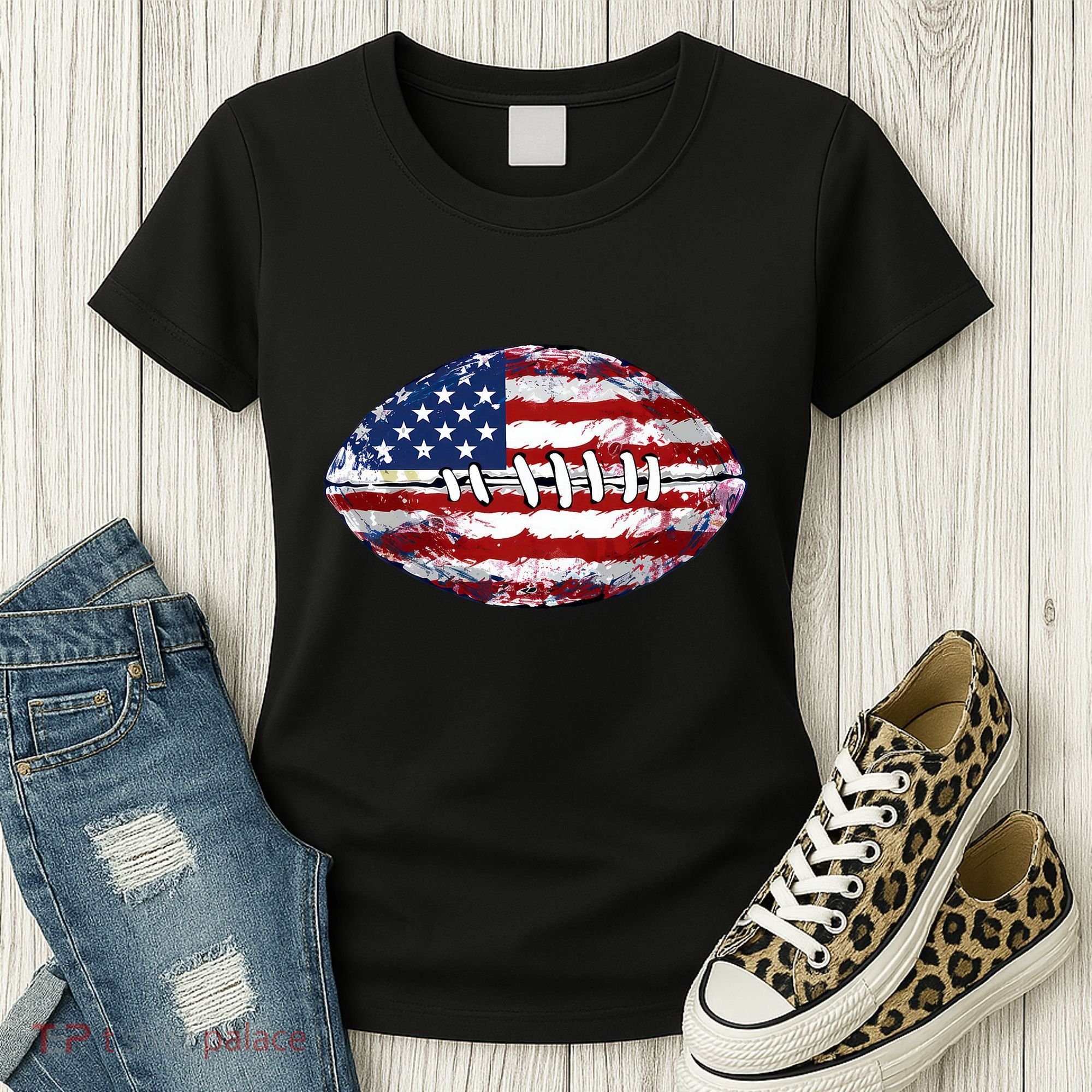 American Football Usa Flag Women's T-Shirt