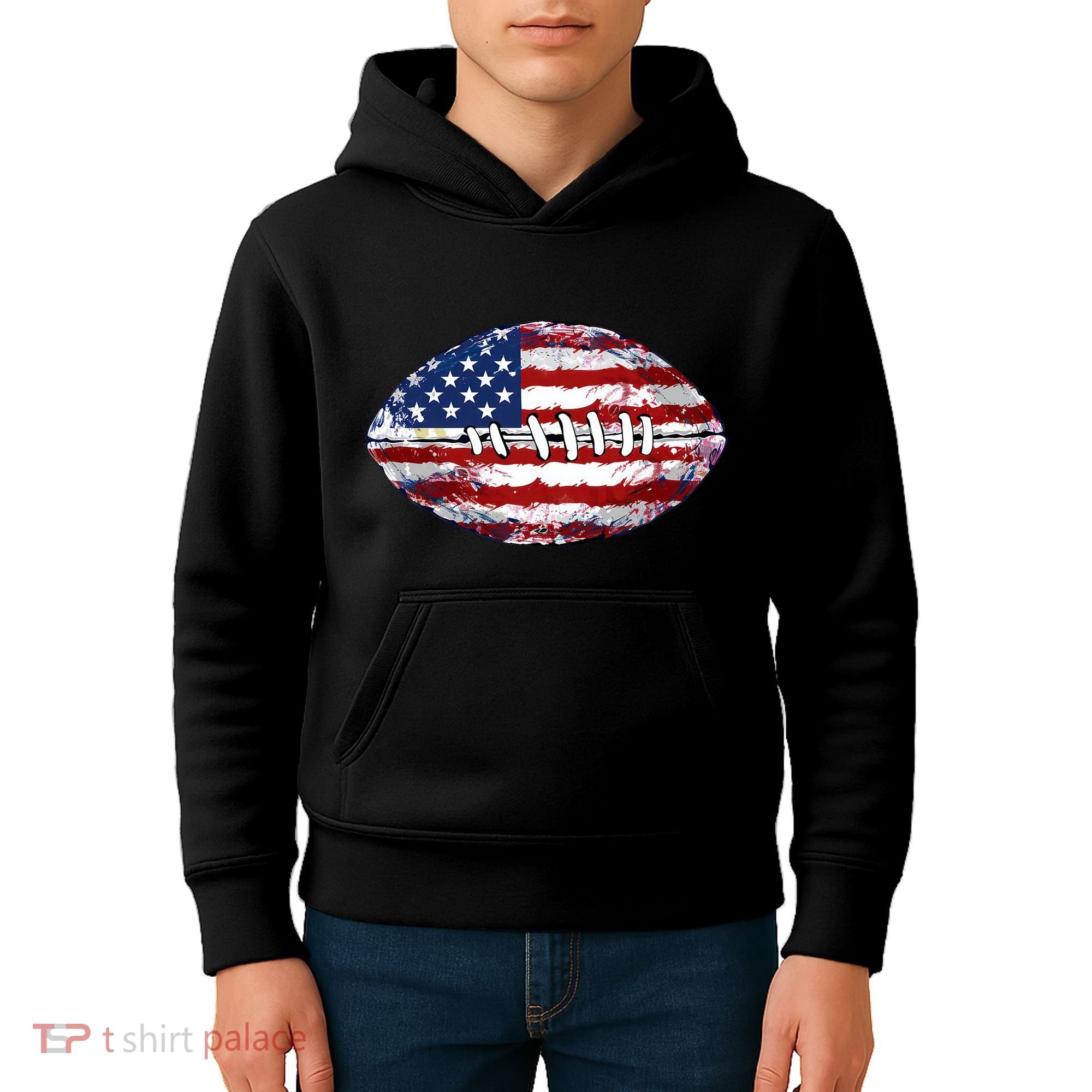 American Football Usa Flag Kids Hoodie