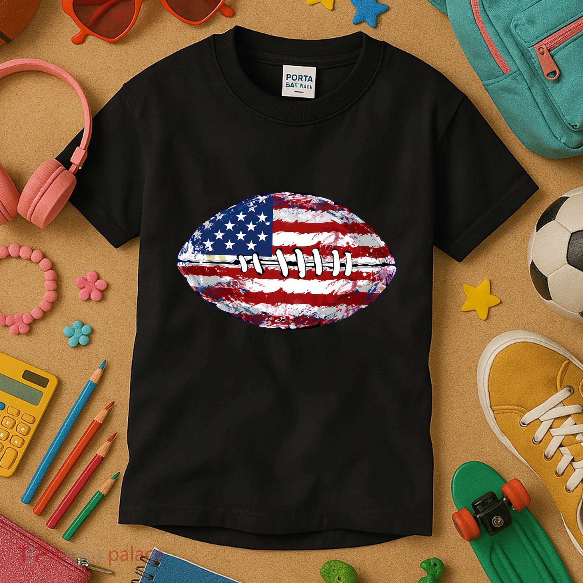 American Football Usa Flag Kids T-Shirt