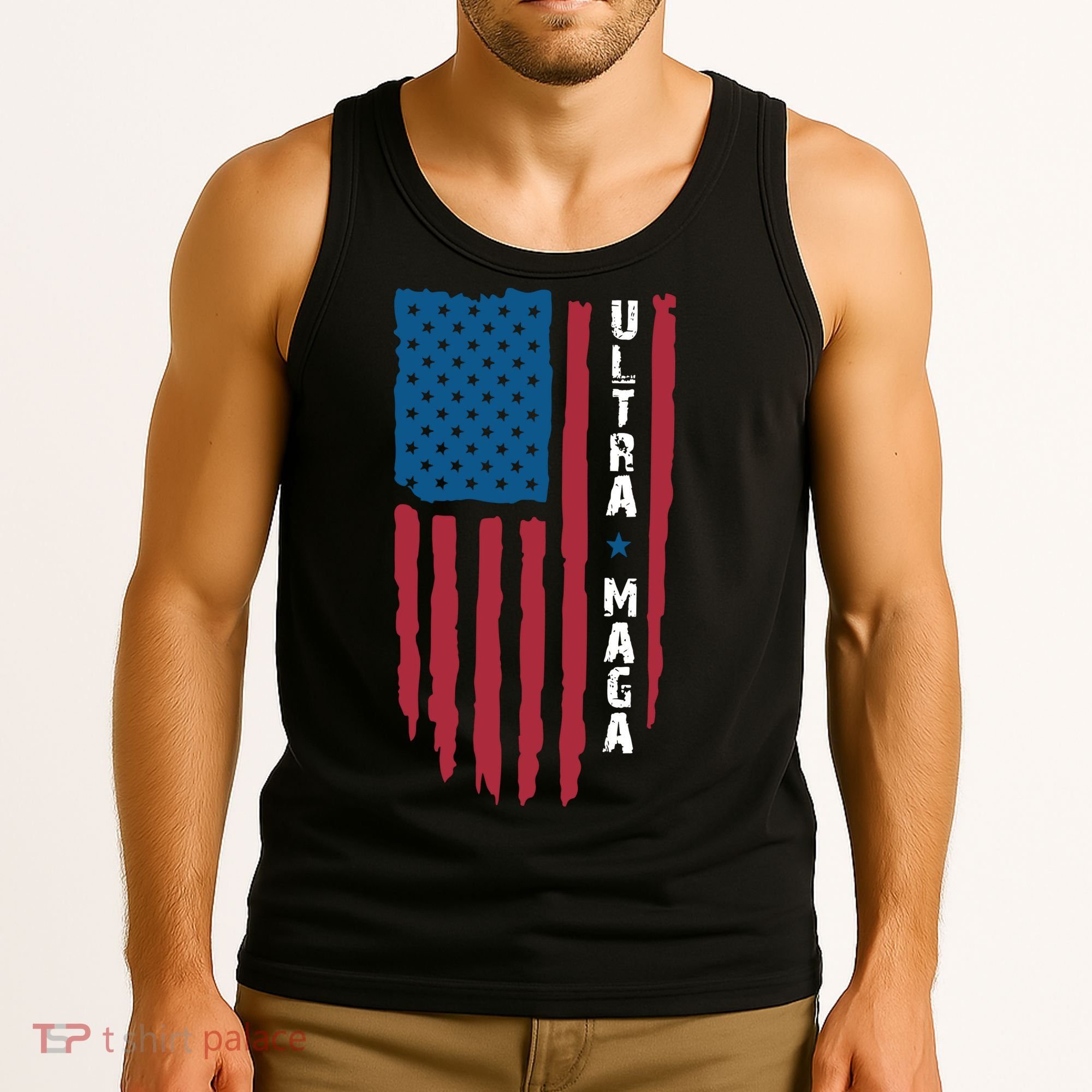 American Flag Ultra Mega Retro Mega King Tank Top