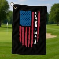 American Flag Ultra Mega Retro Mega King Golf Towel thumb 1