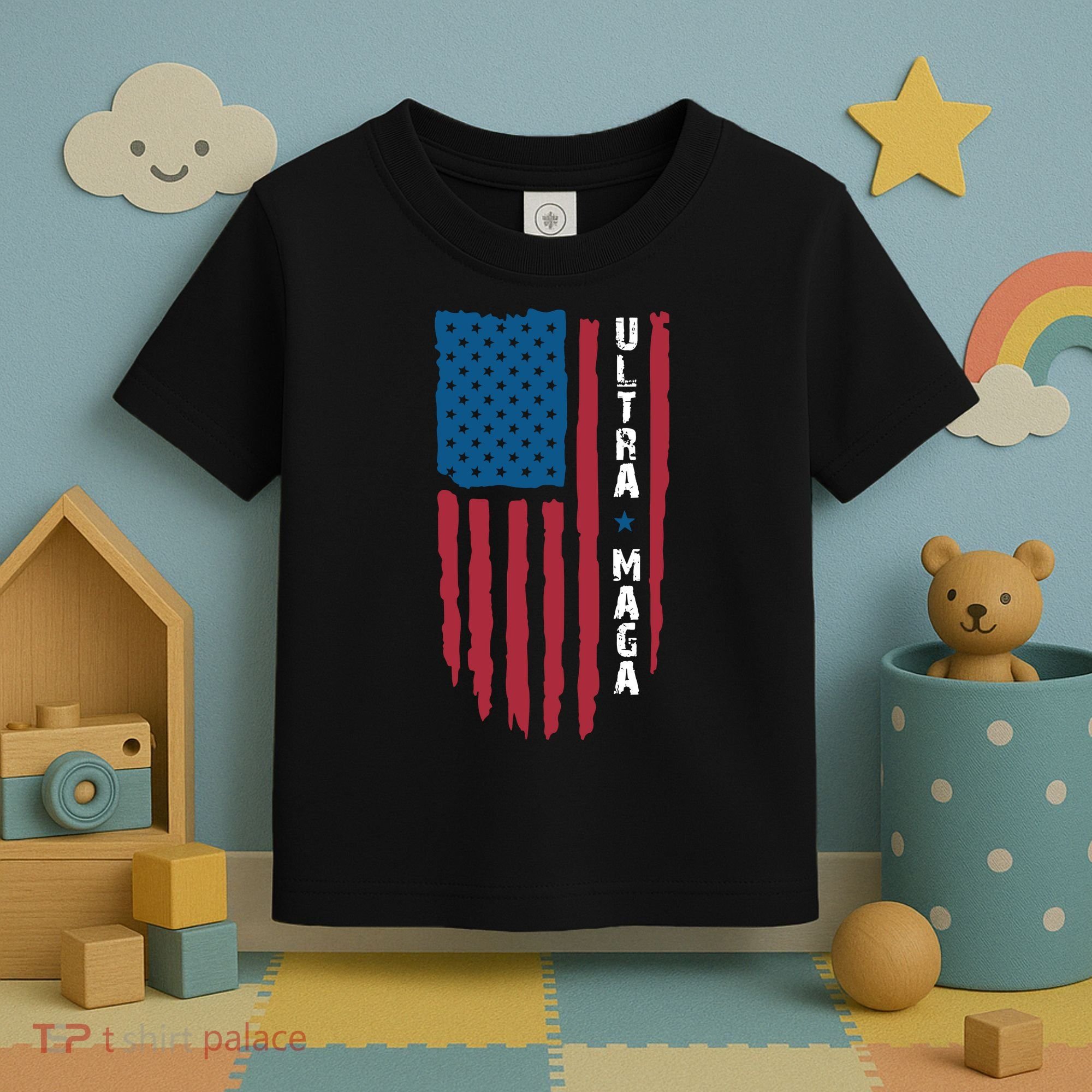 American Flag Ultra Mega Retro Mega King Toddler T-Shirt